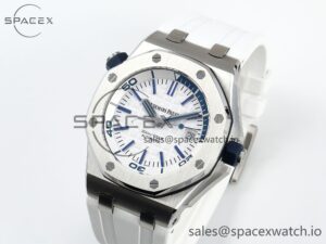 Audermars Piguet Royal Oak Offshore Diver 15710 IPF 1:1 Best Edition White Dial on White Rubber Strap SA3120 Super Clone - Image 4