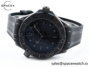 Omega SEAMASTER 300M 43.5MM BLACK CERAMIC VSF 1:1 BEST EDITION BLACK DIAL ON BLACK RUBBER STRAP A8806 - Image 5