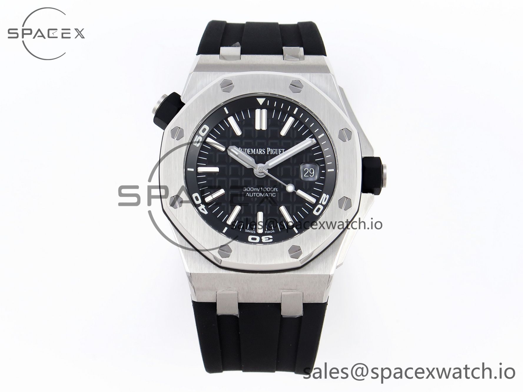 1 (113) Audermars Piguet Royal Oak Offshore Diver 15710 ZF 1:1 Best Edition Black Dial on Black Rubber Strap SA3120 Super Clone V2 - Image 1