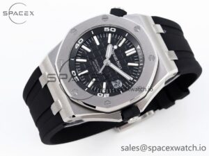 Audermars Piguet Royal Oak Offshore Diver 15710 ZF 1:1 Best Edition Black Dial on Black Rubber Strap SA3120 Super Clone V2 - Image 6