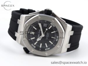 Audermars Piguet Royal Oak Offshore Diver 15710 ZF 1:1 Best Edition Black Dial on Black Rubber Strap SA3120 Super Clone V2 - Image 5