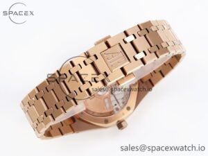 Audermars Piguet Lady Royal Oak 33mm RG 8F 1:1 Best Edition White Dial Diamonds Bezel on RG Bracelet Swiss Quartz - Image 14