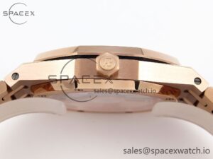 Audermars Piguet Lady Royal Oak 33mm RG 8F 1:1 Best Edition Blue Dial Diamonds Bezel on RG Bracelet Swiss Quartz - Image 13
