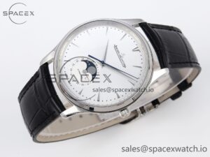 Aeger-Lecoultre Master Ultra Thin Moon 1368420 SS ZF 1:1 Best Edition White Dial on Black Leather Strap SA925 Super Clone V2 - Image 6