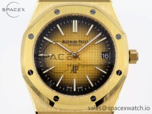 Audermars Piguet Royal Oak 39mm 15202 YG IPF 1:1 Best Edition Yellow/Brown Textured Dial on YG Bracelet A2121 - Image 2