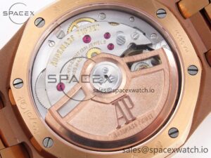 Audermars Piguet Lady Royal Oak 33mm RG 8F 1:1 Best Edition Blue Dial Diamonds Bezel on RG Bracelet Swiss Quartz - Image 16