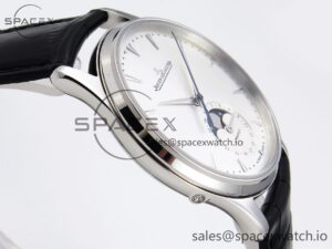 Aeger-Lecoultre Master Ultra Thin Moon 1368420 SS ZF 1:1 Best Edition White Dial on Black Leather Strap SA925 Super Clone V2 - Image 8