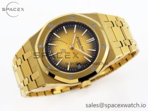Audermars Piguet Royal Oak 39mm 15202 YG IPF 1:1 Best Edition Yellow/Brown Textured Dial on YG Bracelet A2121 - Image 6