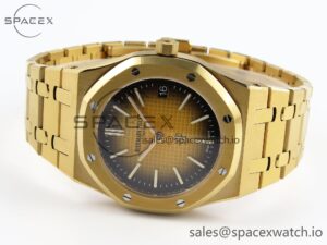 Audermars Piguet Royal Oak 39mm 15202 YG IPF 1:1 Best Edition Yellow/Brown Textured Dial on YG Bracelet A2121 - Image 5