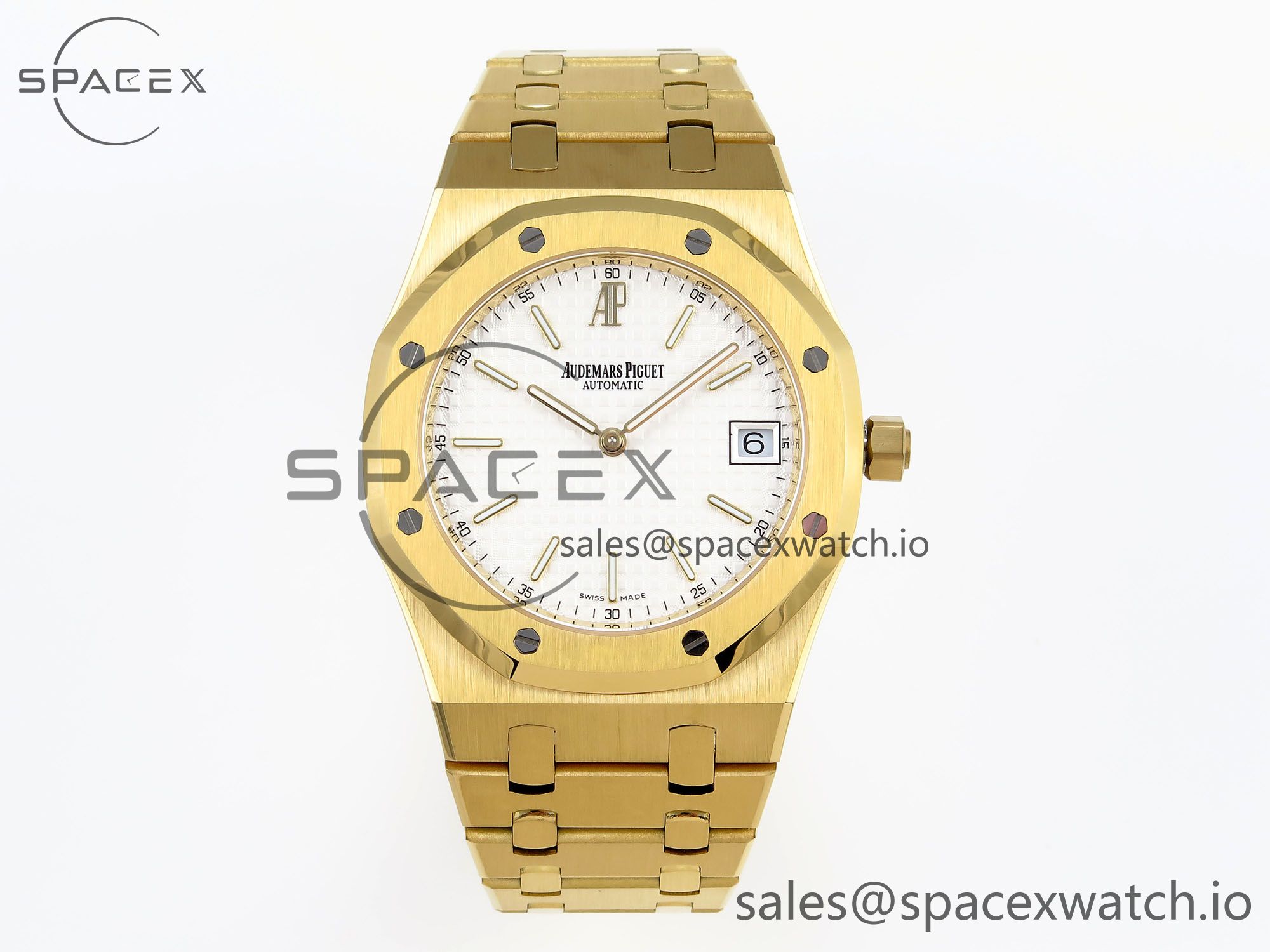1 (37) Audermars Piguet Royal Oak 39mm 15202 YG IPF 1:1 Best Edition White Textured Dial on YG Bracelet A2121 - Image 1