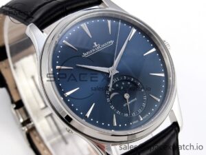 Jaeger-Lecoultre Master Ultra Thin Moon 1368420 SS ZF 1:1 Best Edition Blue Dial on Black Leather Strap SA925 Super Clone V2 - Image 3