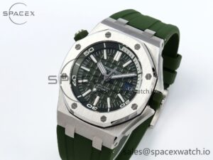 Audermars Piguet Royal Oak Offshore Diver 15710 IPF 1:1 Best Edition Green Dial on Green Rubber Strap SA3120 Super Clone - Image 4