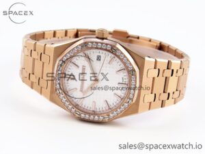 Audermars Piguet Lady Royal Oak 33mm RG 8F 1:1 Best Edition White Dial Diamonds Bezel on RG Bracelet Swiss Quartz - Image 5