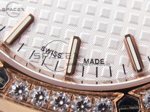 Audermars Piguet Lady Royal Oak 33mm RG 8F 1:1 Best Edition White Dial Diamonds Bezel on RG Bracelet Swiss Quartz - Image 11