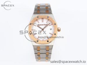 Audermars Piguet Lady Royal Oak 33mm SS/RG 8F 1:1 Best Edition White Dial on SS/RG Bracelet Swiss Quartz