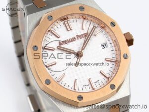 Audermars Piguet Lady Royal Oak 33mm SS/RG 8F 1:1 Best Edition White Dial on SS/RG Bracelet Swiss Quartz - Image 3