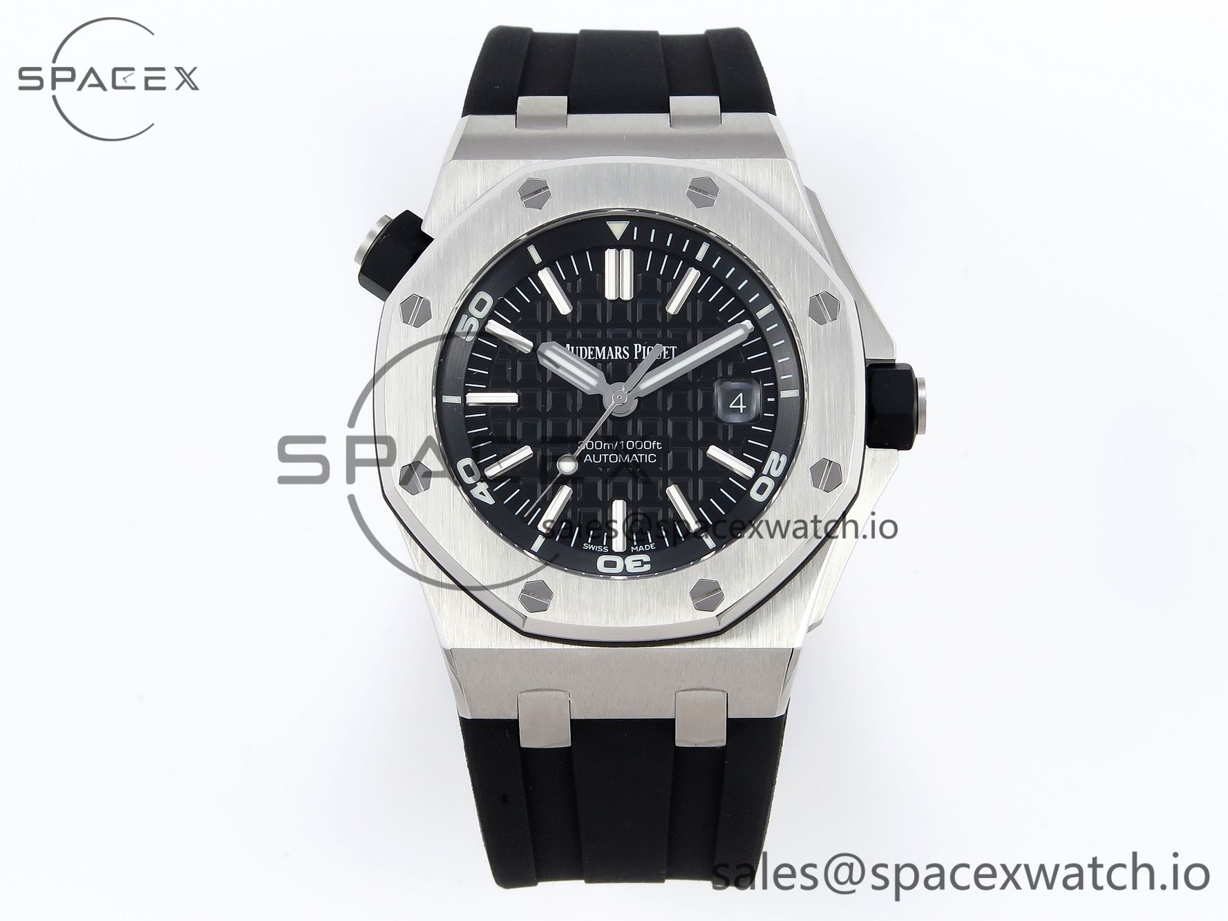 1 (74) Audermars Piguet Royal Oak Offshore Diver 15703 ZF 1:1 Best Edition Black Dial on Black Rubber Strap SA3120 Super Clone V2 - Image 1