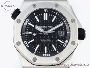 Audermars Piguet Royal Oak Offshore Diver 15703 ZF 1:1 Best Edition Black Dial on Black Rubber Strap SA3120 Super Clone V2 - Image 2