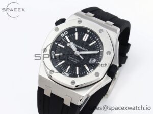 Audermars Piguet Royal Oak Offshore Diver 15703 ZF 1:1 Best Edition Black Dial on Black Rubber Strap SA3120 Super Clone V2 - Image 3