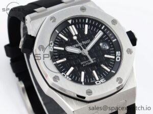 Audermars Piguet Royal Oak Offshore Diver 15703 ZF 1:1 Best Edition Black Dial on Black Rubber Strap SA3120 Super Clone V2 - Image 4