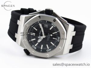 Audermars Piguet Royal Oak Offshore Diver 15703 ZF 1:1 Best Edition Black Dial on Black Rubber Strap SA3120 Super Clone V2 - Image 5