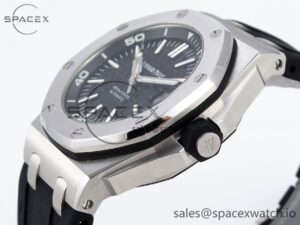 Audermars Piguet Royal Oak Offshore Diver 15703 ZF 1:1 Best Edition Black Dial on Black Rubber Strap SA3120 Super Clone V2 - Image 7