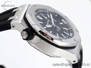 Audermars Piguet Royal Oak Offshore Diver 15703 ZF 1:1 Best Edition Black Dial on Black Rubber Strap SA3120 Super Clone V2 - Image 8