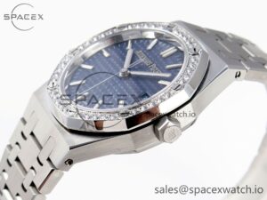 AUDEMARS PIGUET ROYAL OAK 34MM SS BF BEST EDITION BLUE DIAL DIAMONDS BEZEL ON SS BRACELET A5800 - Image 7