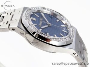 AUDEMARS PIGUET ROYAL OAK 34MM SS BF BEST EDITION BLUE DIAL DIAMONDS BEZEL ON SS BRACELET A5800 - Image 8