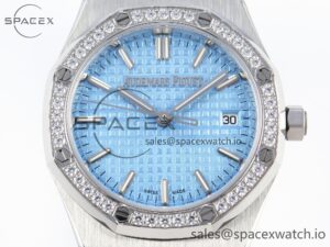 AUDEMARS PIGUET ROYAL OAK 34MM SS BF BEST EDITION ICE BLUE DIAL DIAMONDS BEZEL ON SS BRACELET A5800 - Image 2