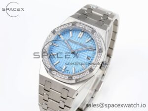 AUDEMARS PIGUET ROYAL OAK 34MM SS BF BEST EDITION ICE BLUE DIAL DIAMONDS BEZEL ON SS BRACELET A5800 - Image 4