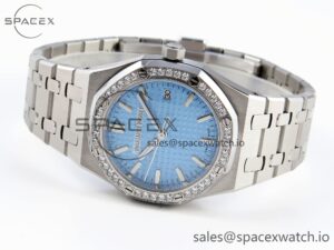 AUDEMARS PIGUET ROYAL OAK 34MM SS BF BEST EDITION ICE BLUE DIAL DIAMONDS BEZEL ON SS BRACELET A5800 - Image 5