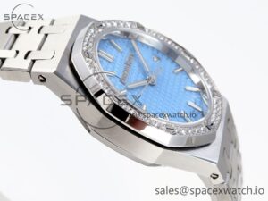 AUDEMARS PIGUET ROYAL OAK 34MM SS BF BEST EDITION ICE BLUE DIAL DIAMONDS BEZEL ON SS BRACELET A5800 - Image 8