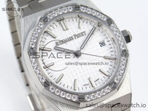 AUDEMARS PIGUET ROYAL OAK 34MM SS BF BEST EDITION WHITE DIAL DIAMONDS BEZEL ON SS BRACELET A5800 - Image 3