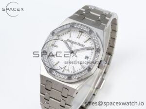 AUDEMARS PIGUET ROYAL OAK 34MM SS BF BEST EDITION WHITE DIAL DIAMONDS BEZEL ON SS BRACELET A5800 - Image 4