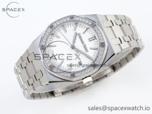 AUDEMARS PIGUET ROYAL OAK 34MM SS BF BEST EDITION WHITE DIAL DIAMONDS BEZEL ON SS BRACELET A5800 - Image 6