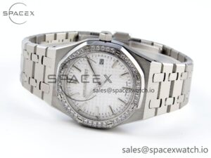 AUDEMARS PIGUET ROYAL OAK 34MM SS BF BEST EDITION WHITE DIAL DIAMONDS BEZEL ON SS BRACELET A5800 - Image 5