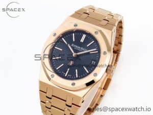 Audermars Piguet Royal Oak 39mm 15202 RG IPF 1:1 Best Edition Blue Textured Dial on RG Bracelet A2121 - Image 4