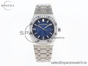 AUDEMARS PIGUET ROYAL OAK 34MM SS BF BEST EDITION BLUE DIAMONDS DIAL DIAMONDS BEZEL ON SS BRACELET A5800