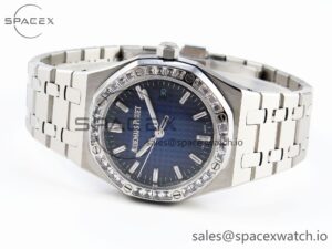 AUDEMARS PIGUET ROYAL OAK 34MM SS BF BEST EDITION BLUE DIAMONDS DIAL DIAMONDS BEZEL ON SS BRACELET A5800 - Image 5