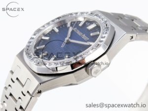 AUDEMARS PIGUET ROYAL OAK 34MM SS BF BEST EDITION BLUE DIAMONDS DIAL DIAMONDS BEZEL ON SS BRACELET A5800 - Image 7