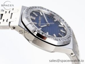 AUDEMARS PIGUET ROYAL OAK 34MM SS BF BEST EDITION BLUE DIAMONDS DIAL DIAMONDS BEZEL ON SS BRACELET A5800 - Image 8