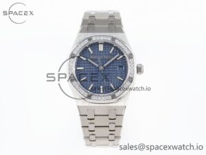 AUDEMARS PIGUET ROYAL OAK 34MM SS BF BEST EDITION BLUE DIAL DIAMONDS BEZEL ON SS BRACELET A5800