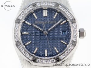 AUDEMARS PIGUET ROYAL OAK 34MM SS BF BEST EDITION BLUE DIAL DIAMONDS BEZEL ON SS BRACELET A5800 - Image 2