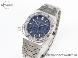 AUDEMARS PIGUET ROYAL OAK 34MM SS BF BEST EDITION BLUE DIAL DIAMONDS BEZEL ON SS BRACELET A5800 - Image 4