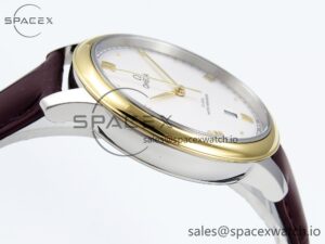 Omega De Ville Date YG MKF 1:1 Best Edition White Dial Roman Marker on Brown Leather Strap A8800 - Image 7