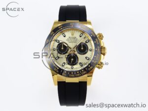Rolex Daytona 116518 APSF 1:1 Best Edition YG/Black Dial on Oysterflex Rubber Strap SH4130