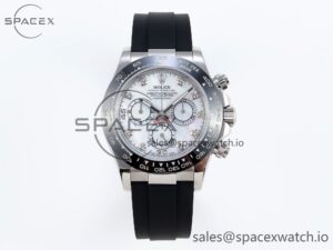 Rolex Daytona 116519 SS OMF Best Edition White MOP Diamonds Dial on Oysterflex Strap A7750 (Slim Movement)