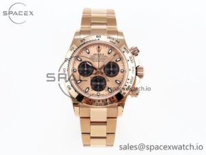 Rolex Daytona 116505 RG OMF Best Edition RG/Black Dial on RG Bracelet A7750 (Slim Movement)
