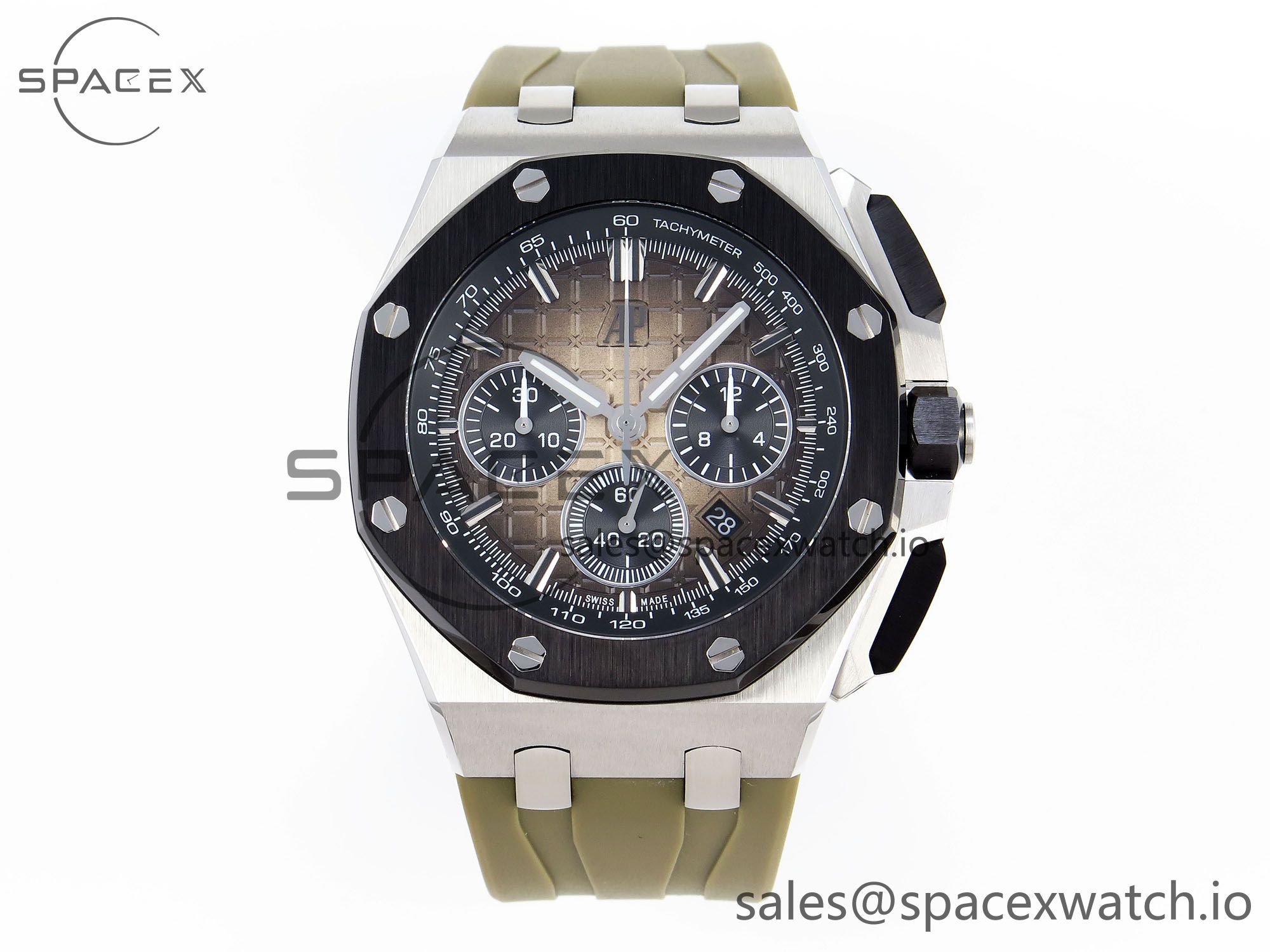 IMG_0001 (2) Audermars Piguet Royal Oak Offshore 44mm SS Black Ceramic Bezel APF 1:1 Best Edition Brown Dial on Brown Rubber Strap A4401 - Image 1